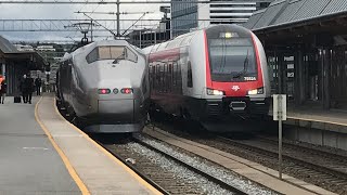 Norwegian Trains At Skoyen Station Oslo [upl. by Deer671]