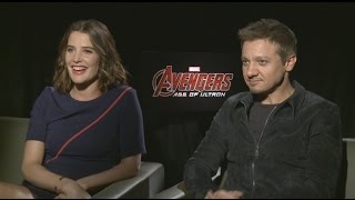 Avengers 2 Cobie Smulders and Jeremy Renner Talk Memorable Moments from Filming and More [upl. by Ahsirahc299]