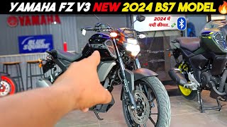 YAMAHA FZ V3 Black Colour 2024 Bs7 Model Review🔥New Update Fz V3 Features Mileage Price💸 [upl. by Nortal]