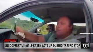 WATCH MaleKaren Throws Hissy Fit During Traffic Stop [upl. by Enomas765]