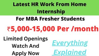 Latest Paid HR Work From Home Internship For Freshers ll Specially For Girls ll [upl. by Atinuj]