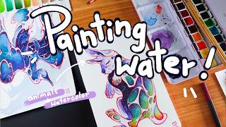 🌊watercolor tutorial  water animal process [upl. by Illib]