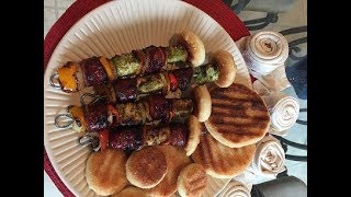 PINCHOS de Cerdo Chorizo y Arepa al GRILL  2017 [upl. by Nnylrac]