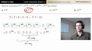 Zadanie 5  Potęgi zadania maturalne  działania na liczbach [upl. by Anerys527]