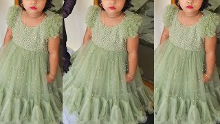 DIYDesigner net baby frock cutting and stitchingparty wear dress for kids34 years baby frock [upl. by Annavoj]