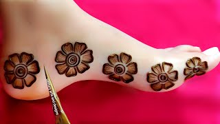 Very beautiful leg mehndi design  easy mehndi design  Feet👣 mehndi design  mehndi design  mehndi [upl. by Nuy]