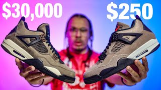 30000 Rare Air Jordan Travis Scott Mocha vs Taupe Haze 4 [upl. by Ahsitram]