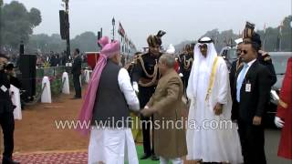 PM Modi greets President Pranab Mukherjee and chief guest Prince Mohammed bin Zayed Al Nahyan [upl. by Amle8]