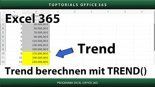 Trend berechnen mit der Funktion TREND  Excel 365 Tutorial [upl. by Esinaj]