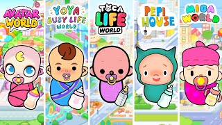 มาเลี้ยงเด็กในโลก Toca Boca vs Avatar World vs Miga World vs Pepi House vs Yoya World กัน [upl. by Cristal836]