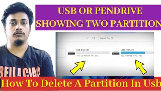 Usb Drive Showing Two Partitions  How To Delete Pendrive Partition [upl. by Mayer986]