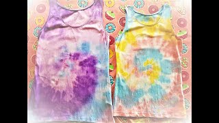 Customisation colorée en Famille🌈 Test T shirt tie and dye fait maison avec de la peinture acrylique [upl. by Artemla]