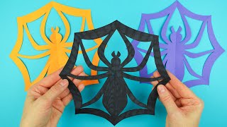 How to make Paper Spider Web  Easy decoration for Halloween  Paper craft [upl. by Tager]