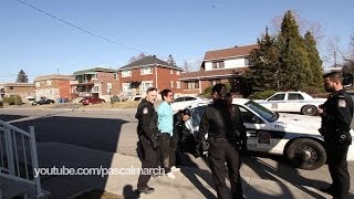 Police de Longueuil arrête un suspect  Handcuffed domestic violence suspect [upl. by Cade]