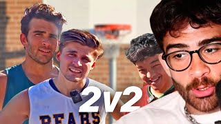 LUDWIG AND HASAN VS FAZE JASONTHEWEEN AND PLAQUEBOYMAX BASKETBALL 2v2  HasanAbi Reacts [upl. by Auqenwahs]