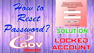 Egov Bancnet Locked Account  How to Reset Password [upl. by Halilad]