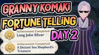 Granny Komaki Day 2 Fortune Telling Secret Treasure Hunting Chests Achievements  Genshin Impact [upl. by Freberg]