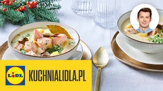 Zupa RYBNA pachnąca świętami 🐟 z łososiem i grzybami  Karol Okrasa amp Kuchnia Lidla [upl. by Iahs]