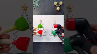 Christmas Tree with Acrylics vs Paint Markers 🎄✨🎨  What’s your fav technique 🤔 christmas [upl. by Katzman]