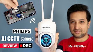 Wireless AI Camera  Best Outdoor CCTV Camera India Philips outdoor wifi cctv camera HSP3800 review [upl. by Eelhsa]