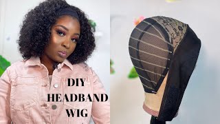 DIY HEADBAND WIG TUTORIAL FOR BEGINNERS HIGHLY REQUESTED  Omoni Got Curls [upl. by Oivaf499]