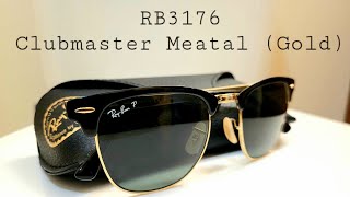 RayBan RB3176 Clubmaster Metal Black on AristaGold UnboxingComparison [upl. by Auqinaj]