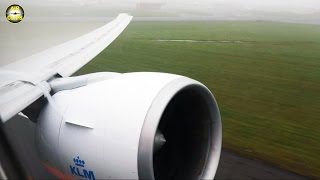 SUPER POWER KLM Boeing 777300ER performing stunning BUE Takeoff in low visibility AirClips [upl. by Aratahs818]