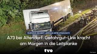 A73 bei Altendorf GefahrgutLkw kracht am Morgen in die Leitplanke [upl. by Joe918]