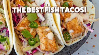 Fish Tacos You Will LOVE Creamy Sauce amp Crunchy Slaw [upl. by Galasyn]