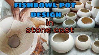 How to make Pot FISH BOWL design Fiber Stone cast [upl. by Ecidnak]