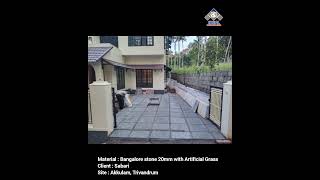 Natural Paving Stones  Bangalore stone 20mm with AF Grass work in Trivandrum [upl. by Immas]