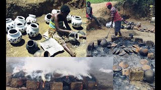 The final step in pottery making in Rwanda Uko batwika Inkono Nyarwanda [upl. by Dasie]