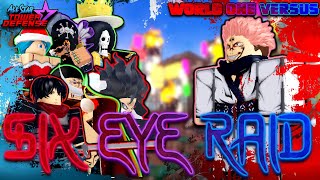 GOJO RAID  World 1 Versus the Six Eyes Raid  All Star Tower Defense [upl. by Ymirej]