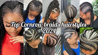 Top 50 Cornrow braids hairstyles for black ladies  Cornrow hairstyles Cornrows styles 2024 [upl. by Karry]