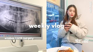 vlog  wisdom teeth removal 🦷 what i eat in a week  surgery recovery 🧇 [upl. by Anilra414]