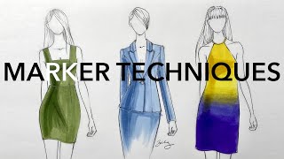 Marker Techniques for Fashion Illustration  How to Do a Marker Gradient [upl. by Esinaej]