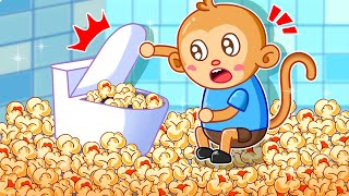 Lots of popcorn in the toilet Please help the little monkey [upl. by Bambie]