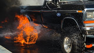 Truck burnout gone wrong bursts into flames [upl. by Ahcurb484]