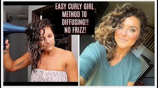 CURLY GIRL METHOD TO DIFFUSING  NO FRIZZ  FOR BEGINNERS [upl. by Larrisa179]