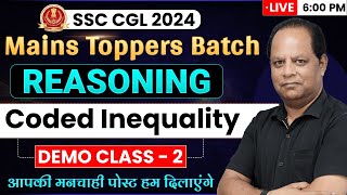 SSC CGL Mains Reasoning 2024  Coded Inequality Demo  2  SSC CGL Mains Toppers Batch  Parwez Sir [upl. by Andrus]