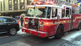 FDNY LADDER 4 RESPONDING WITH AIR HORN SIMULTANEOUSLY amp SEPARATELY FROM A MOUNT SINAI AMBULANCE [upl. by Lada736]