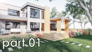 3dsmax Exterior Villa Tutorial Corona Render part01 [upl. by Bright]