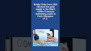 Bobby Finke of USA clinched the gold medal in the Mens 1500m Freestyle Swimming at Paris Olympics [upl. by Alissa]