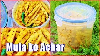 Khadeko Mula ko Achar  Radish Pickle  Nepali Style  Tasty Nepali Food Recipe [upl. by Braunstein968]