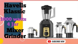 Havells Klassic 1000 watts 4 Jar Mixer Grinder Best mixer grinder Havells klassic unboxing mixer [upl. by Aelber]