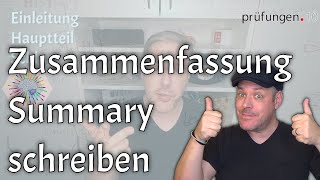 Zusammenfassung schreiben how write a summary auf deutsch erklärt [upl. by Lenora]