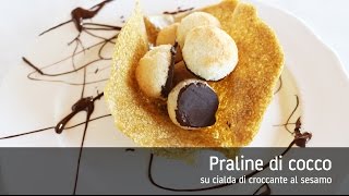 Praline di cocco su cialda di croccante al sesamo [upl. by Alur]