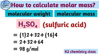 molar mass of sulfuric acidmolecular massmolecular weight of sulphuric acid H2SO4 molar mass [upl. by Hyland]