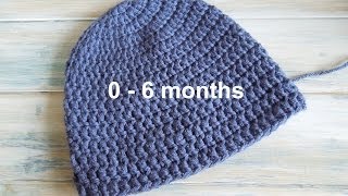 crochet How To  Crochet a Simple Baby Beanie for 06 months [upl. by Ramiah]