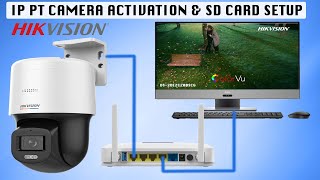 Hikvision Mini PT IP Network Camera initial activation storage setup view on browser using SADP Tool [upl. by Acirtap]